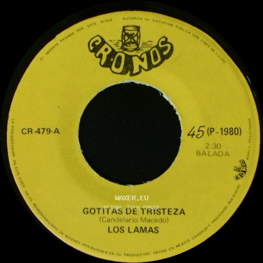 Los Lamas / Los Llamas - Gotitas De Tristeza / Mi Sentencia side A