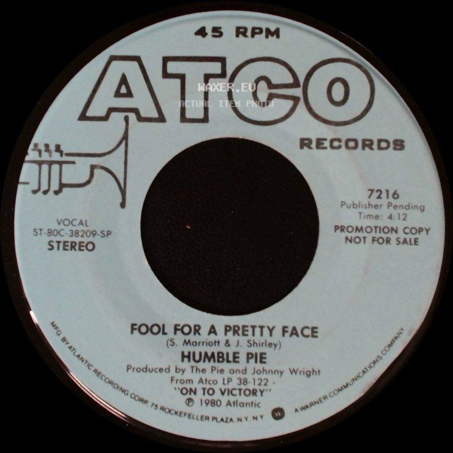 Humble Pie - Fool For A Pretty Face / Fool For A Pretty Face side B