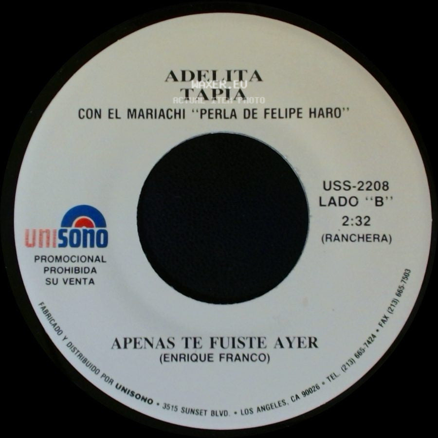 Adelita Tapia Con El Mariachi "Perla De Felipe Haro" - Pajarillo Herido / Apenas Te Fuiste Ayer side B