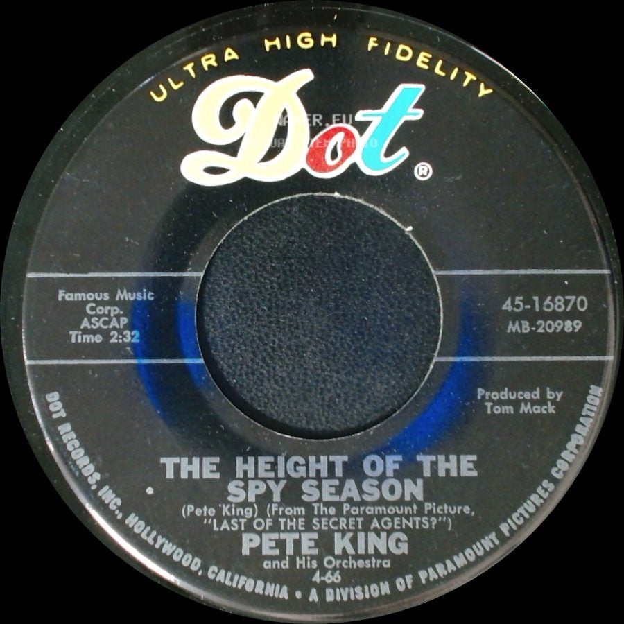 Pete King And His Orchestra - The Height Of The Spy Season / Last Stop Paris side A