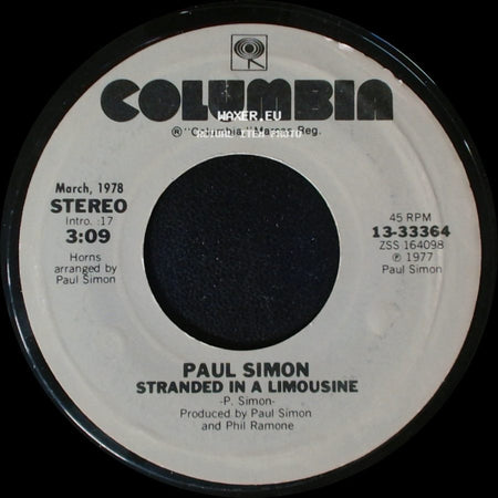 Paul Simon - Stranded In A Limousine / Slip Slidin' Away side A