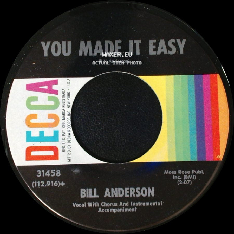 Bill Anderson - You Made It Easy / Still side A