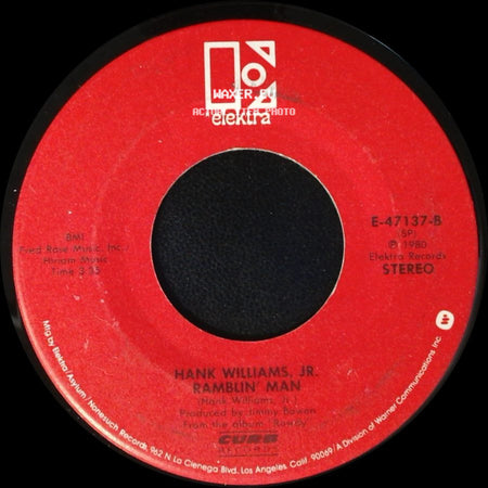 Hank Williams, Jr. - Dixie On My Mind / Ramblin' Man side B