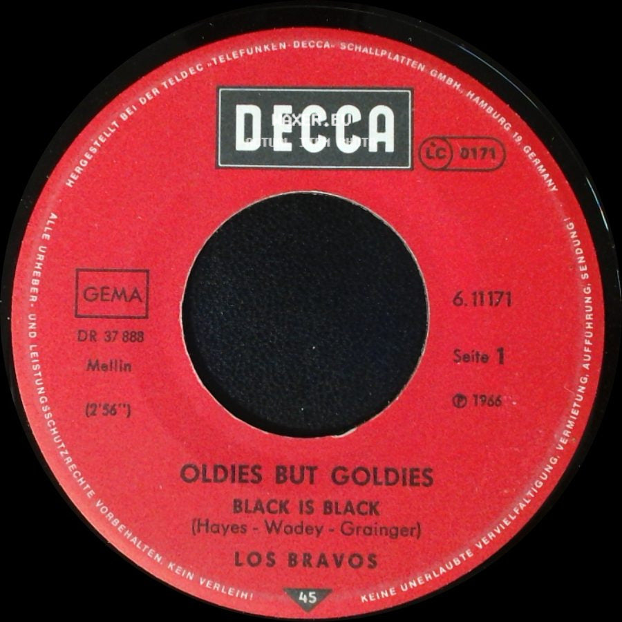 Los Bravos - Black Is Black / Oldies But Goldies - Bring A Little Lovin' side A