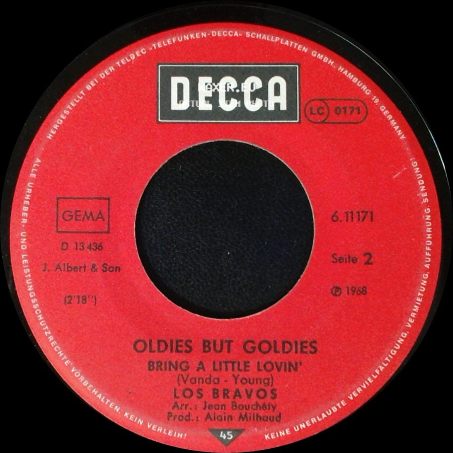 Los Bravos - Black Is Black / Oldies But Goldies - Bring A Little Lovin' side B