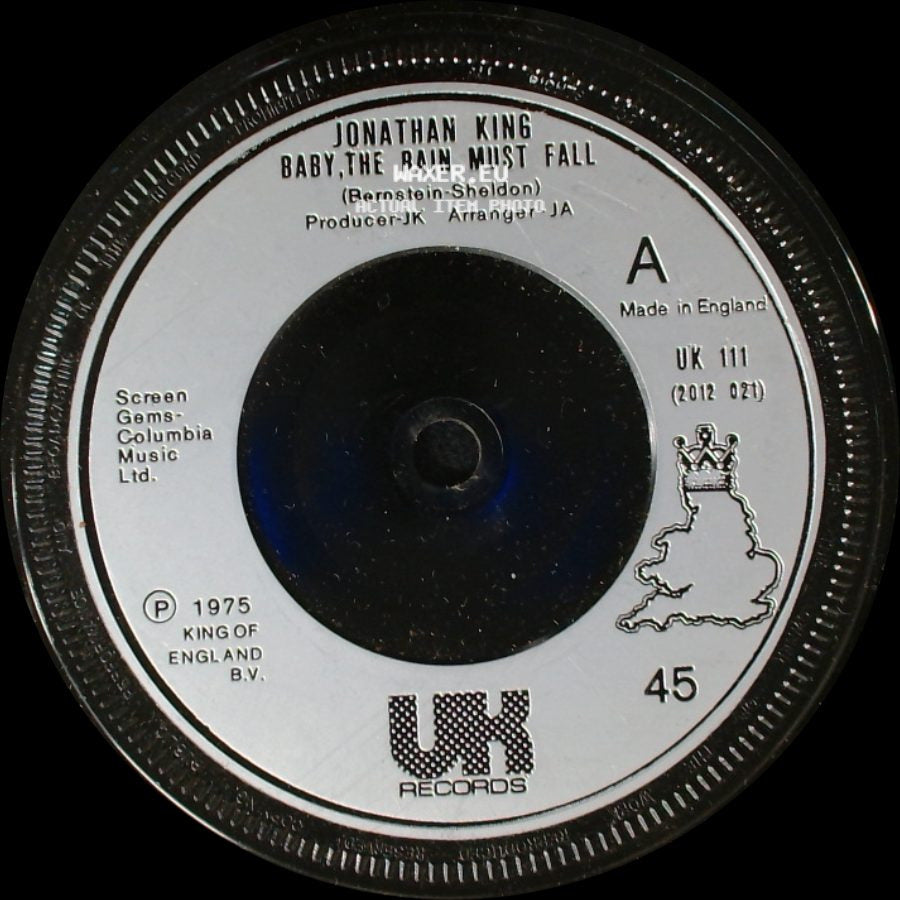 Jonathan King - Baby, The Rain Must Fall / A Very, Very Melancholy Man side A