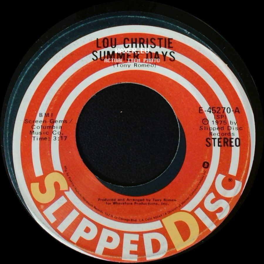 Lou Christie - Summer Days / The One And Only Original Sunshine Kid side A