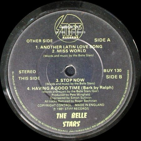 The Belle Stars - Unknown Title A / Unknown Title B side A