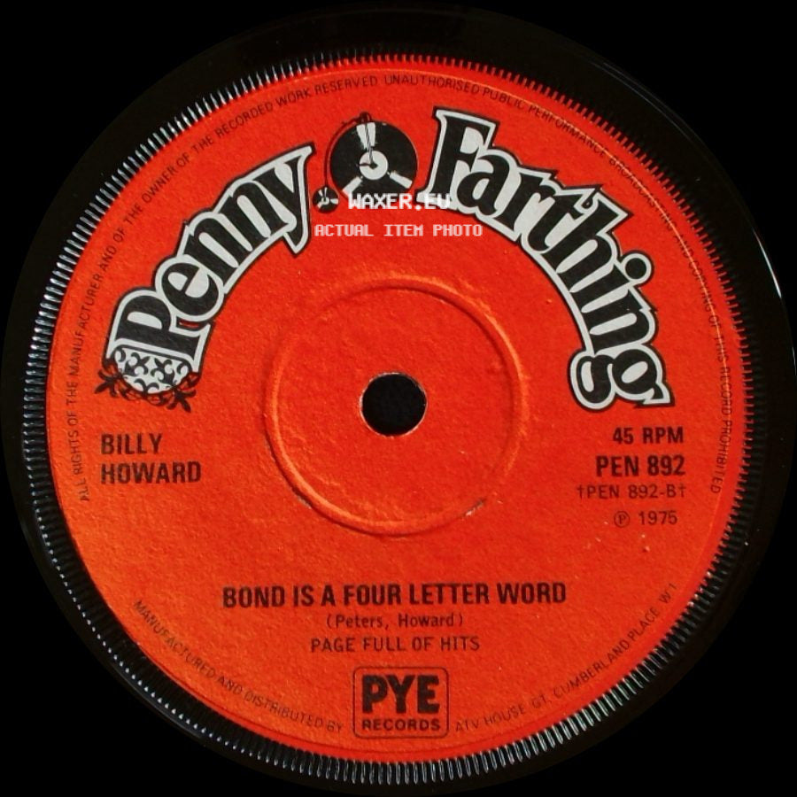 Billy Howard - King Of The Cops / Bond Is A Four Letter Word side B