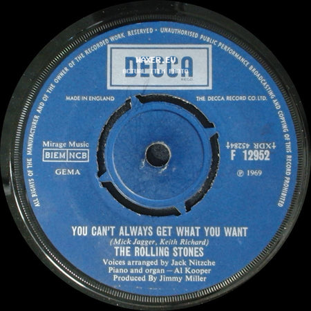 The Rolling Stones - Honky Tonk Women / You Can't Always Get What You Want side B