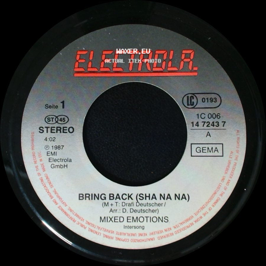 Mixed Emotions - Bring Back (Sha Na Na) / Bring Back (Sha Na Na) side A