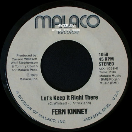 Fern Kinney - Groove Me / Let's Keep It Right There side B