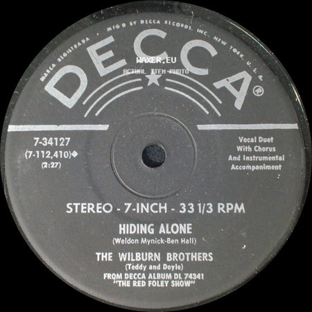 The Wilburn Brothers / Red Foley - Hiding Alone / Oh Didn't He Ramble side A