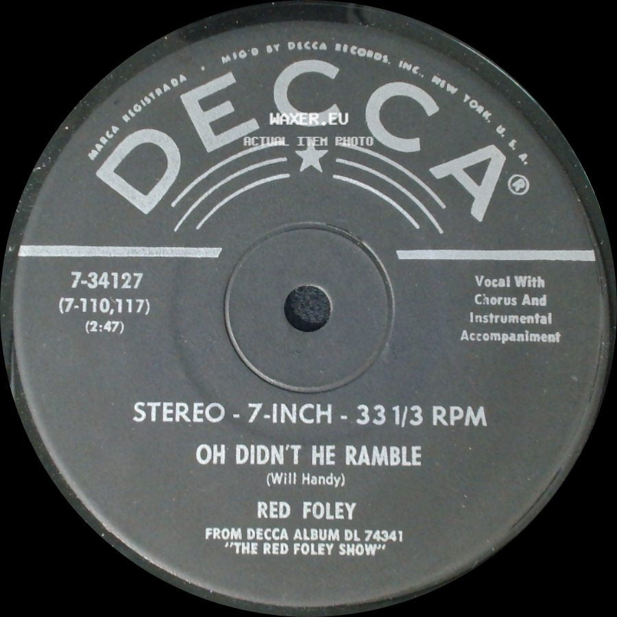 The Wilburn Brothers / Red Foley - Hiding Alone / Oh Didn't He Ramble side B