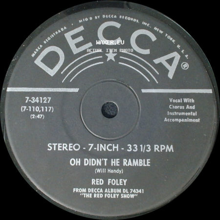 The Wilburn Brothers / Red Foley - Hiding Alone / Oh Didn't He Ramble side B