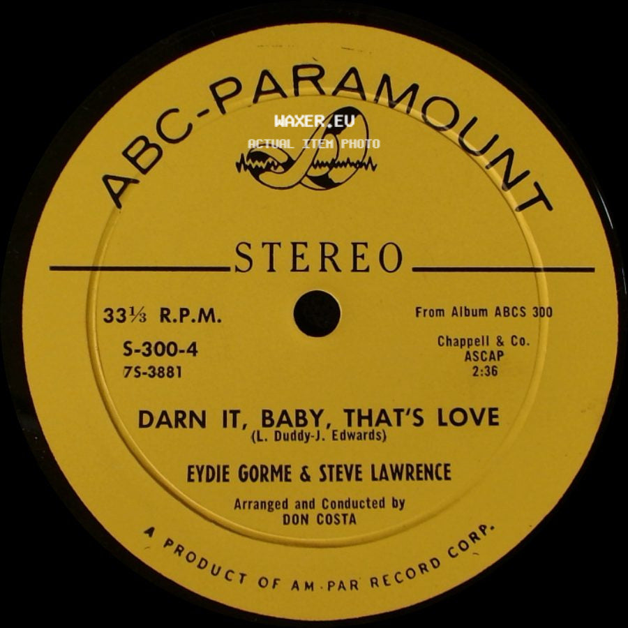 Eydie Gorme & Steve Lawrence - Darn It, Baby, That's Love / Together (Wherever We Go) side A