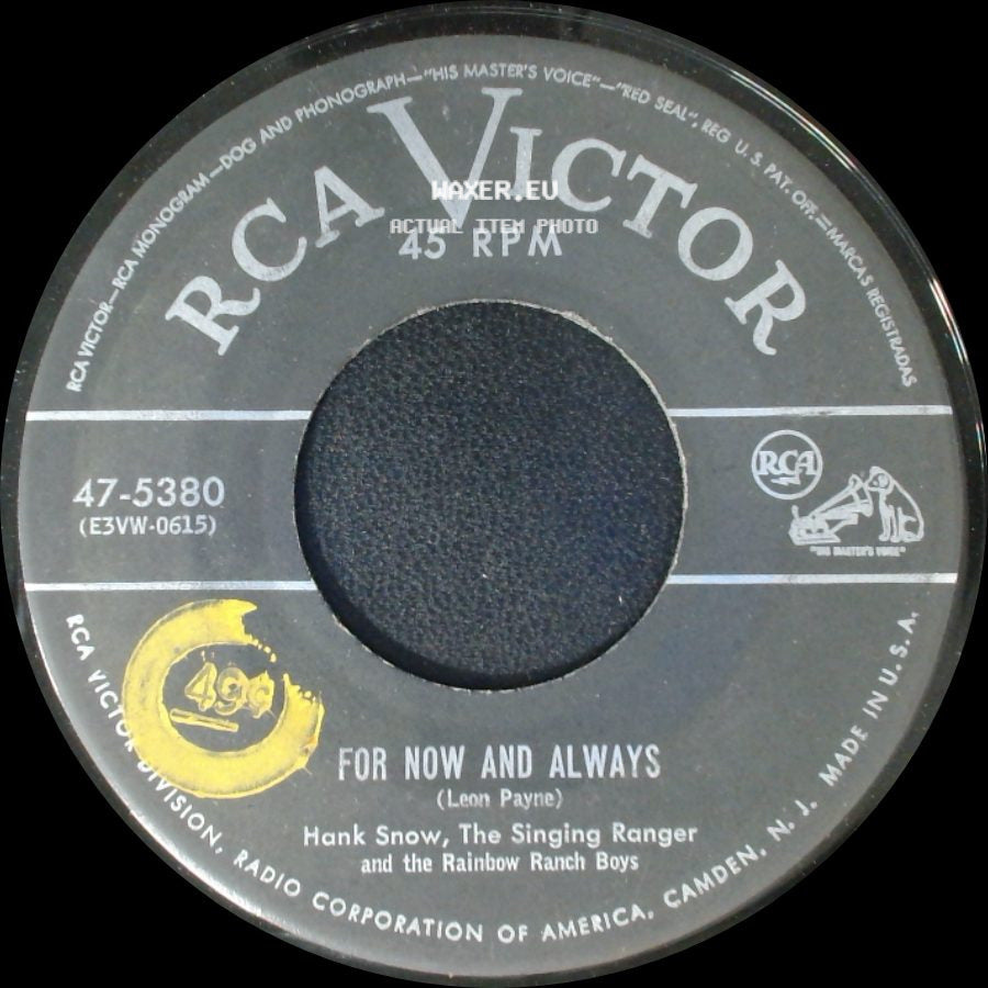 Hank Snow, The Singing Ranger And The Rainbow Ranch Boys - A Message From The Tradewinds / For Now And Always side B