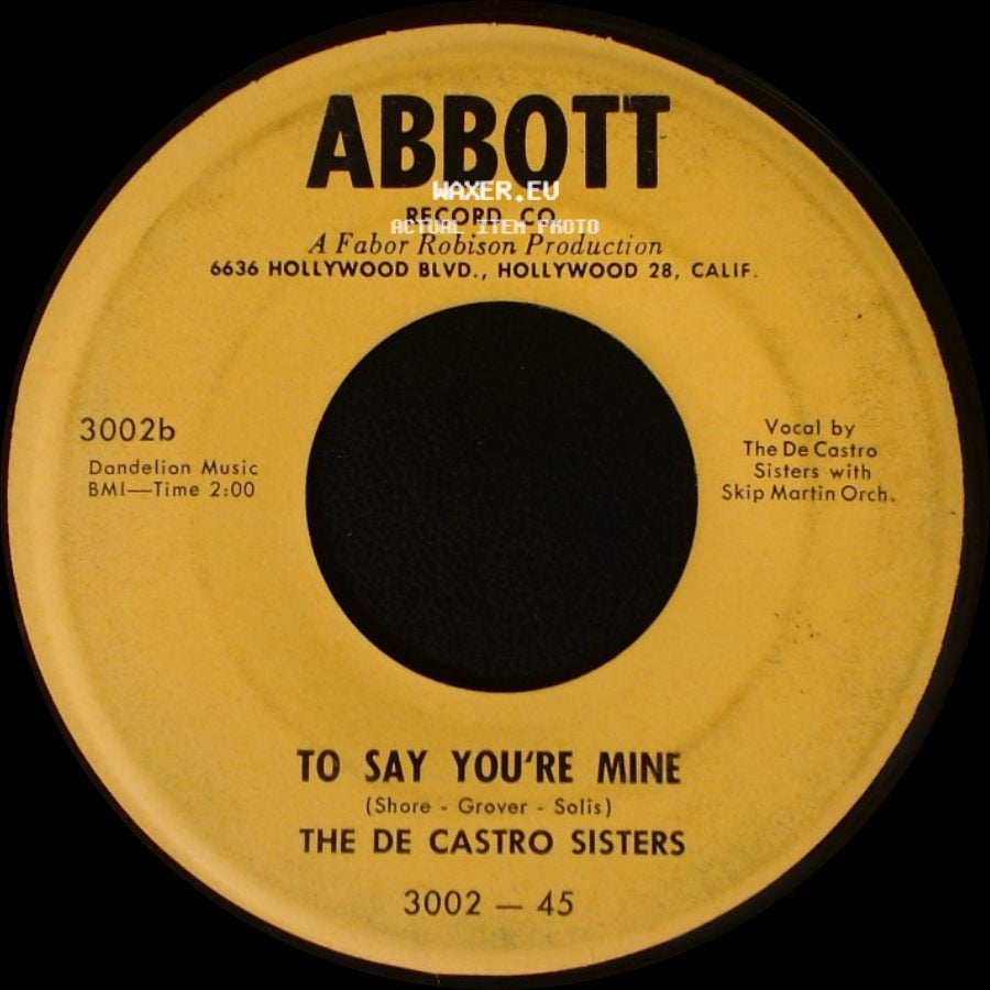 The De Castro Sisters - I'm Bewildered / To Say You're Mine side B