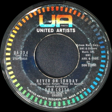 Don Costa & His Orch. & Chorus - Never On Sunday / The Sound Of Love side A