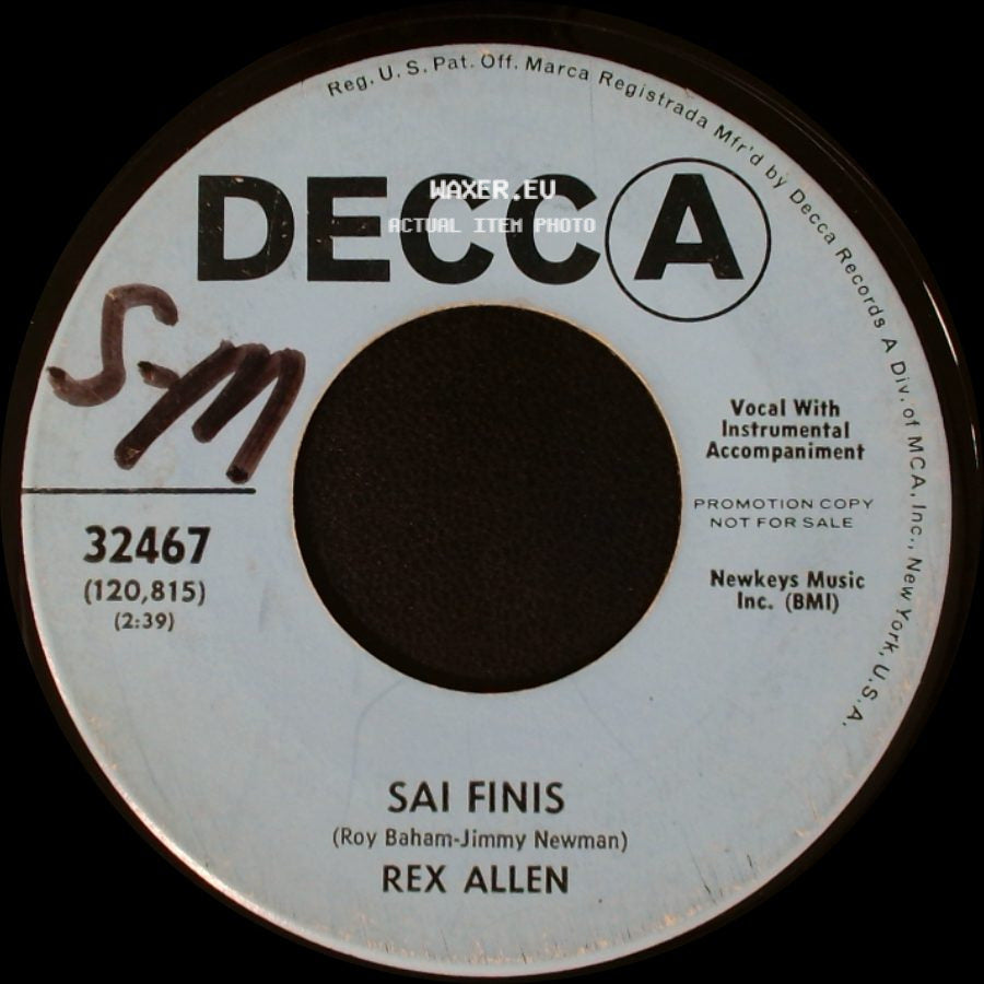 Rex Allen - It Happens Over And Over Again / Sai Finis side B