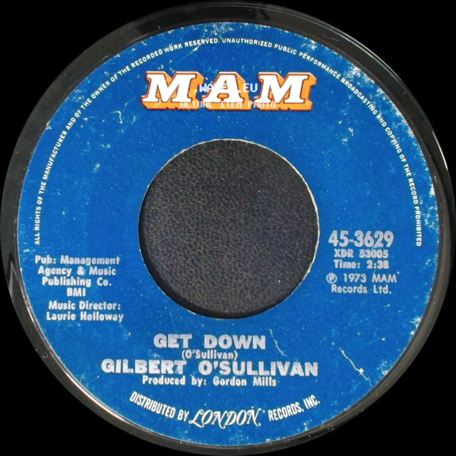 Gilbert O'sullivan - Get Down / A Very Extraordinary Sort Of Girl side A
