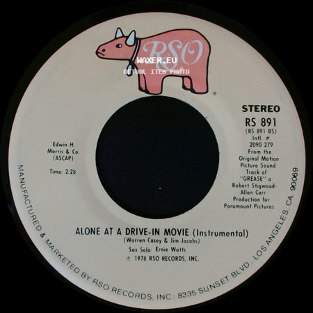 John Travolta And Olivia Newton-John - Alone At A Drive-In Movie (Instrumental) / You're The One That I Want side A
