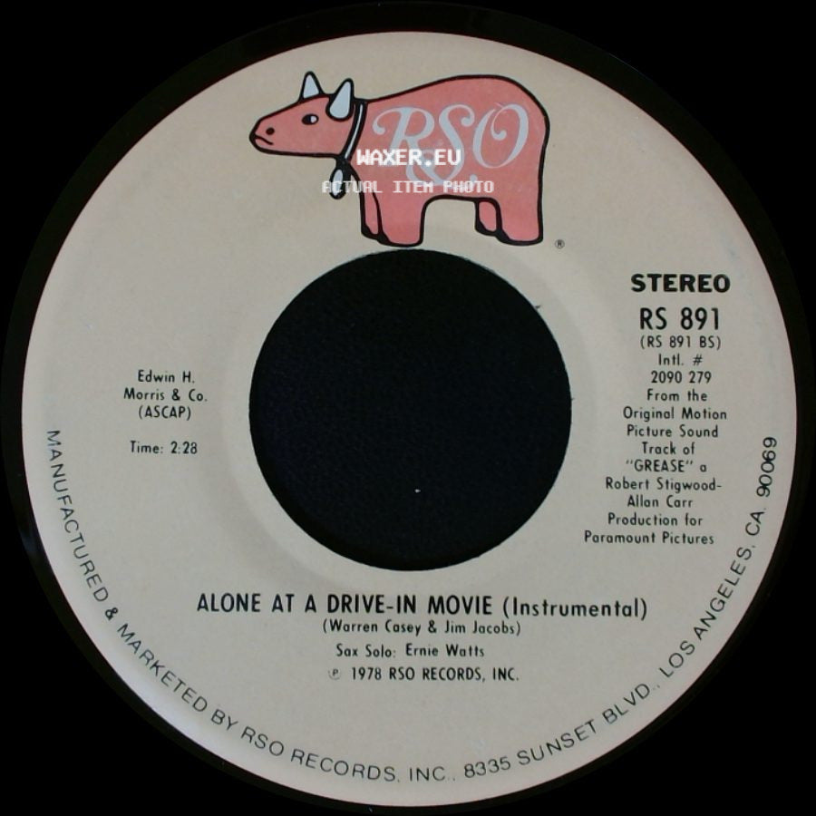 John Travolta And Olivia Newton-John - Alone At A Drive-In Movie (Instrumental) / You're The One That I Want side A