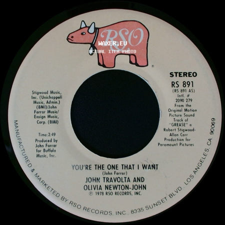John Travolta And Olivia Newton-John - Alone At A Drive-In Movie (Instrumental) / You're The One That I Want side B