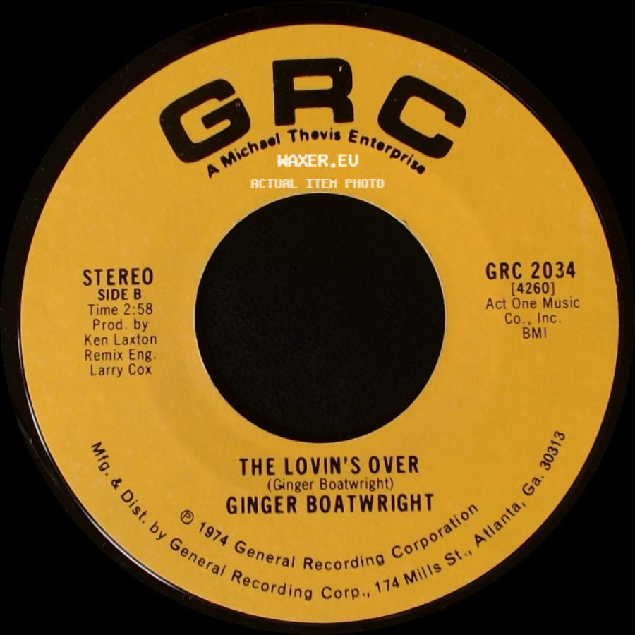 Ginger Boatwright - Juke Box Band / The Lovin's Over side B