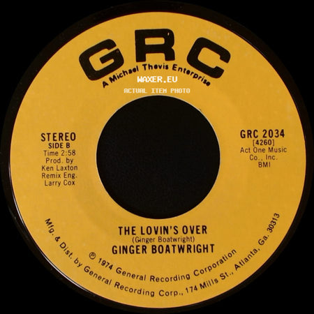 Ginger Boatwright - Juke Box Band / The Lovin's Over side B