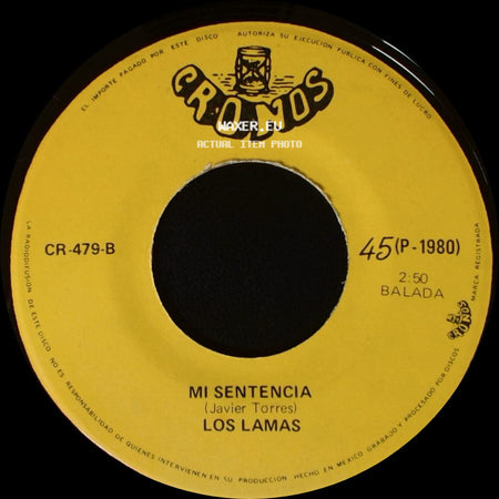 Los Lamas - Gotitas De Tristeza / Mi Sentencia side B