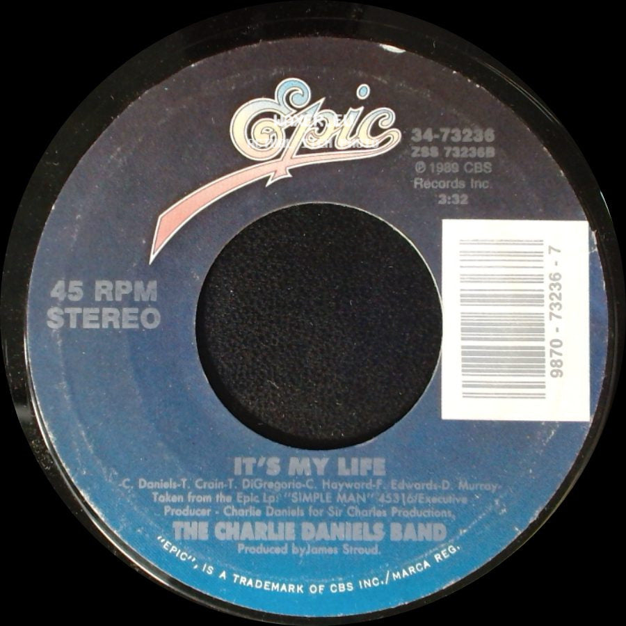 The Charlie Daniels Band - Mister Dj / It's My Life side B