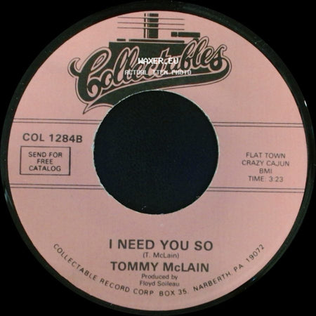 Tommy Mclain - Sweet Dreams / I Need You So side B
