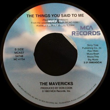 The Mavericks - What A Crying Shame / The Things You Said To Me side B