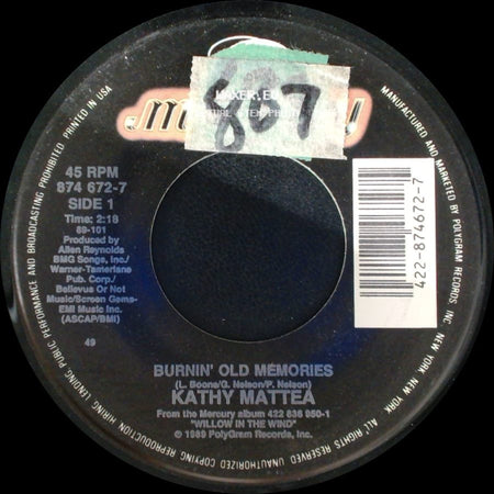 Kathy Mattea - Burnin' Old Memories / Hills Of Alabam' side A