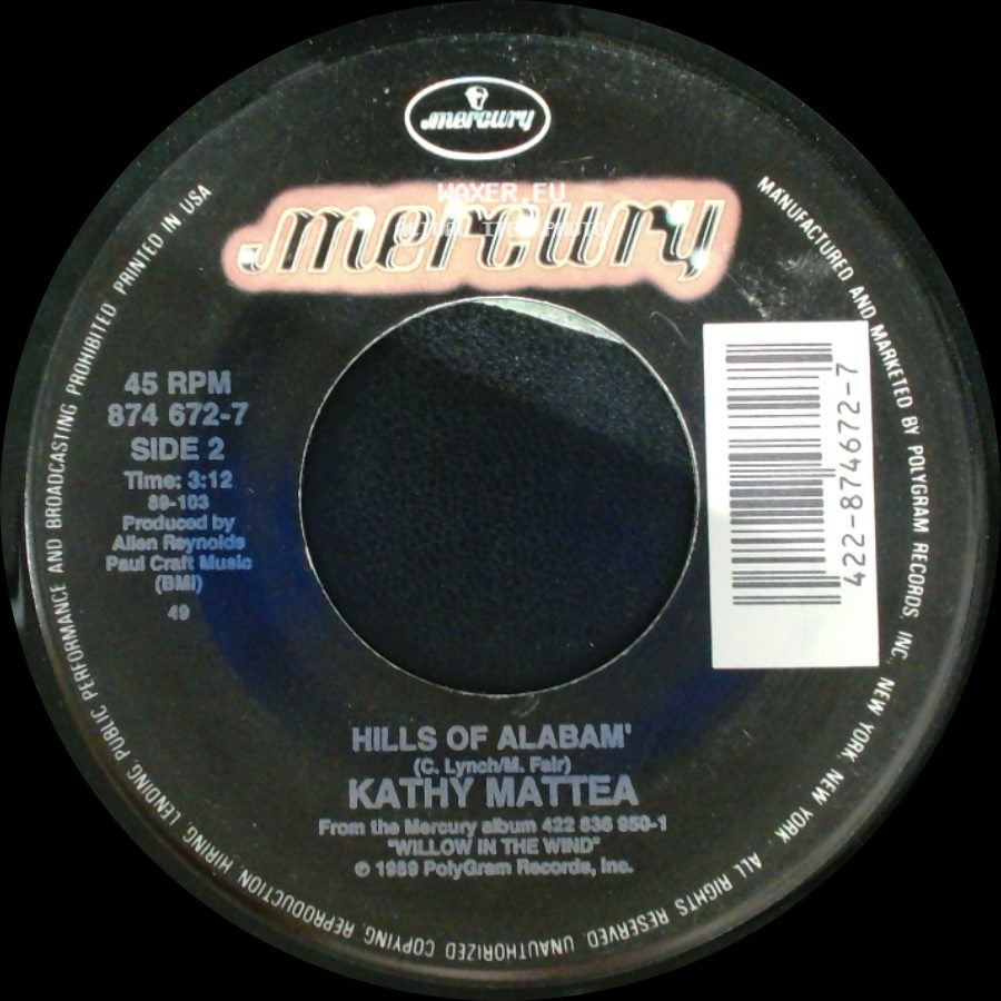 Kathy Mattea - Burnin' Old Memories / Hills Of Alabam' side B