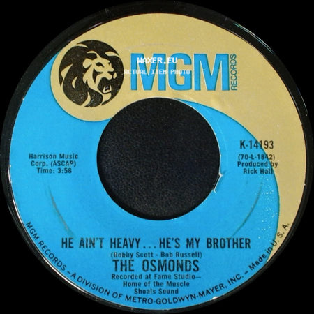 The Osmonds - He Ain't Heavy... He's My Brother / One Bad Apple side A