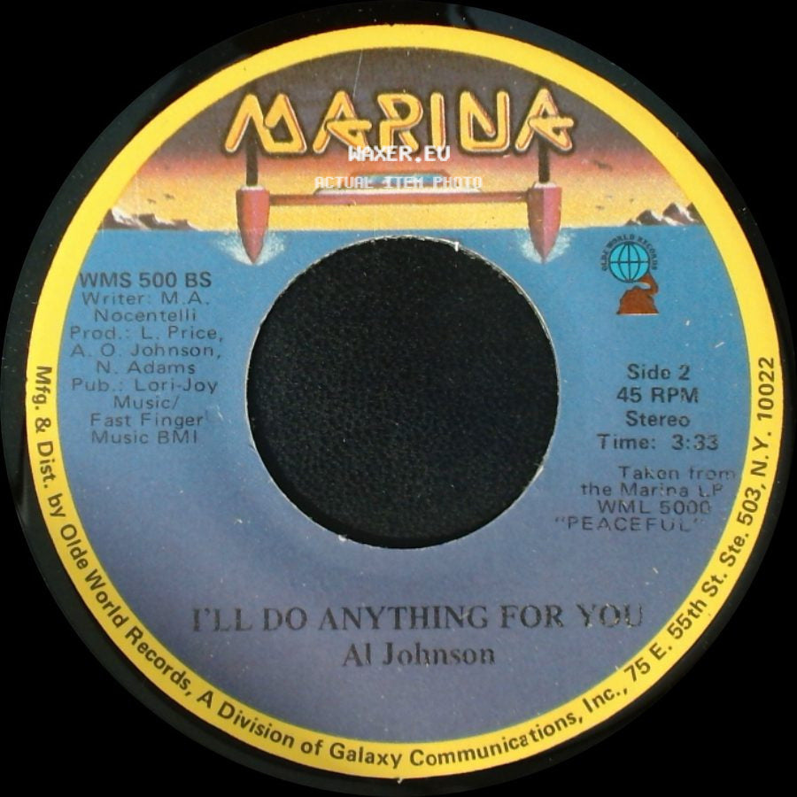 Al Johnson - It's Not Too Late / I'll Do Anything For You side B