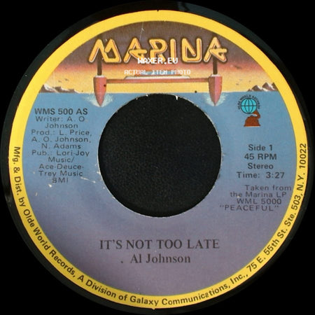 Al Johnson - It's Not Too Late / I'll Do Anything For You side A