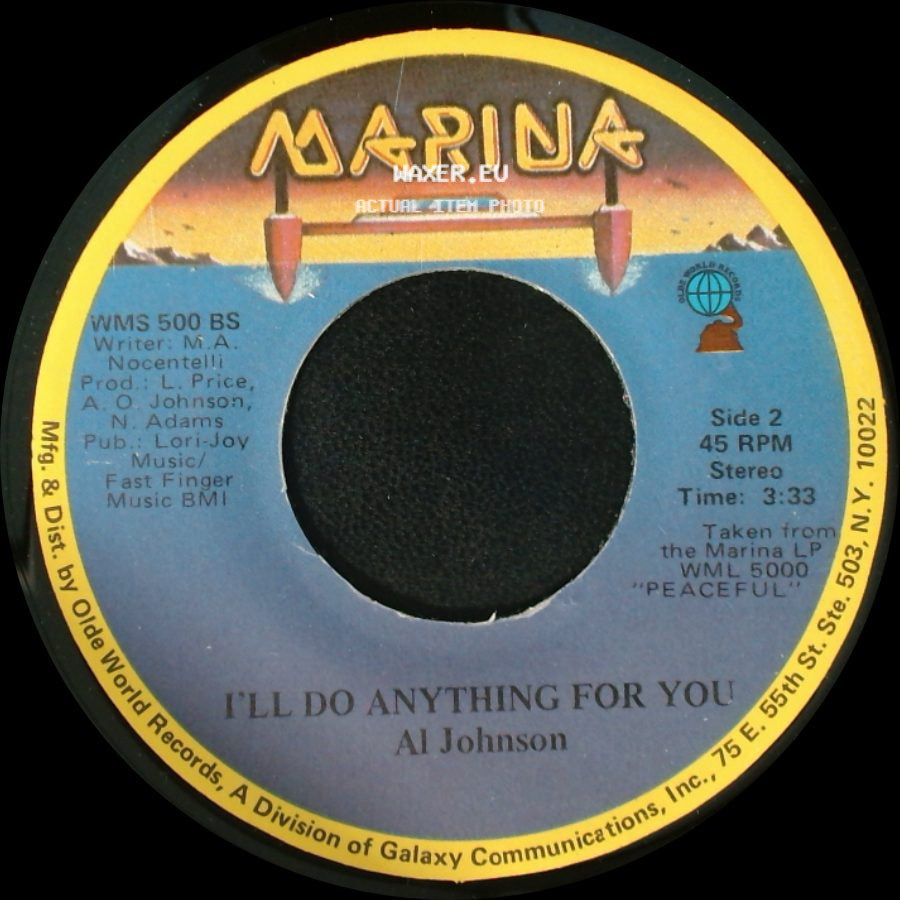 Al Johnson - It's Not Too Late / I'll Do Anything For You side B