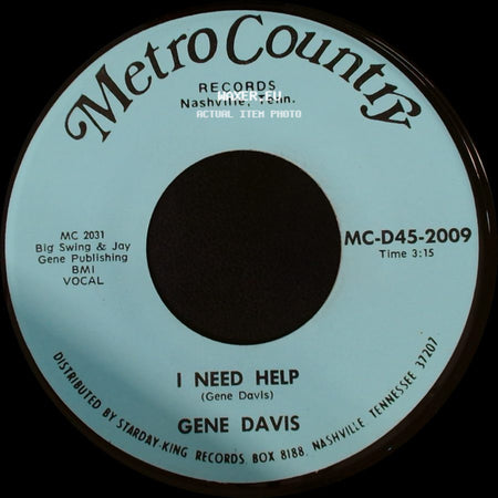 Gene Davis - I Gotta Finish That Dream / I Need Help side B