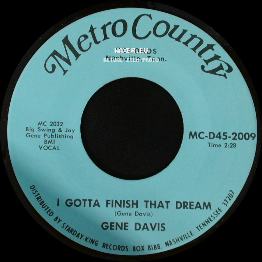 Gene Davis - I Need Help / I Gotta Finish That Dream side B