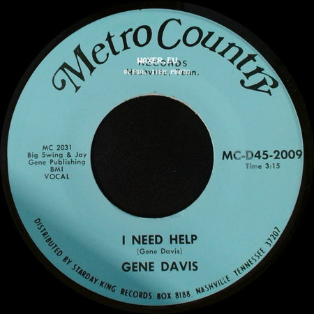 Gene Davis - I Gotta Finish That Dream / I Need Help side B