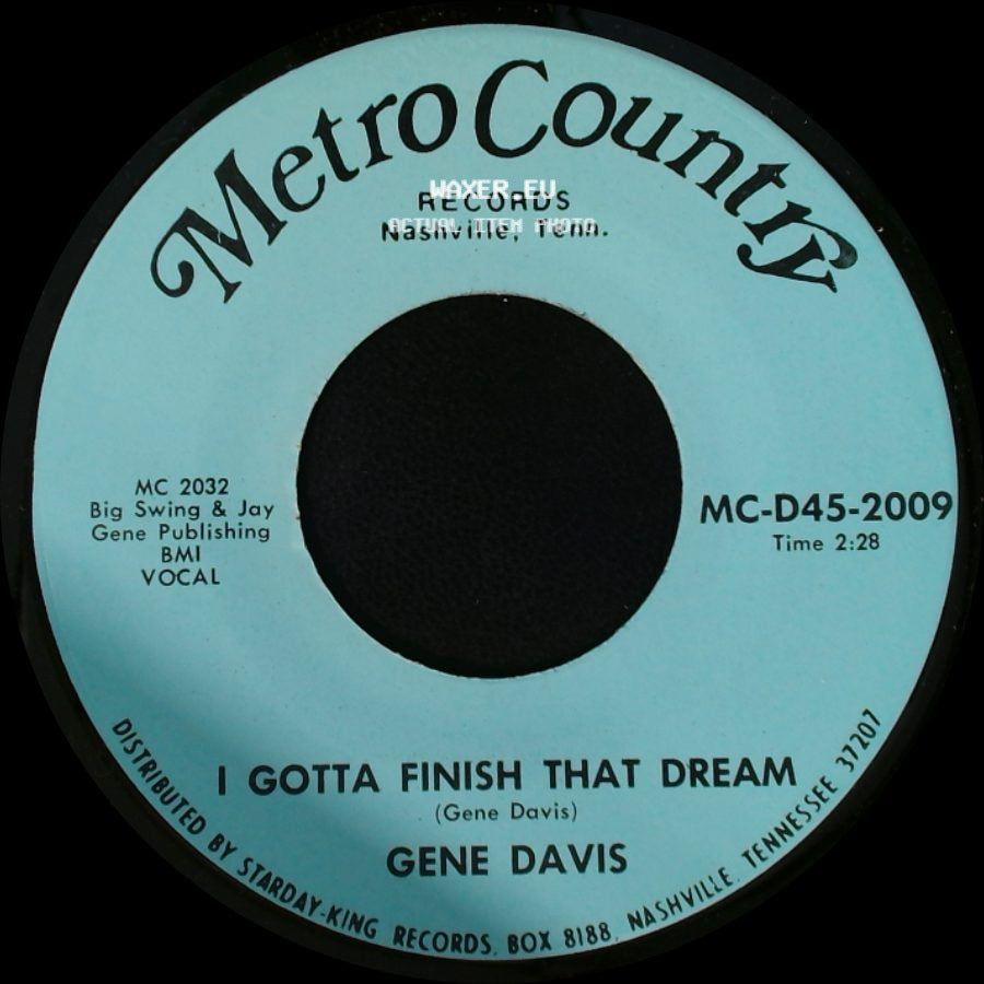 Gene Davis - I Need Help / I Gotta Finish That Dream side B