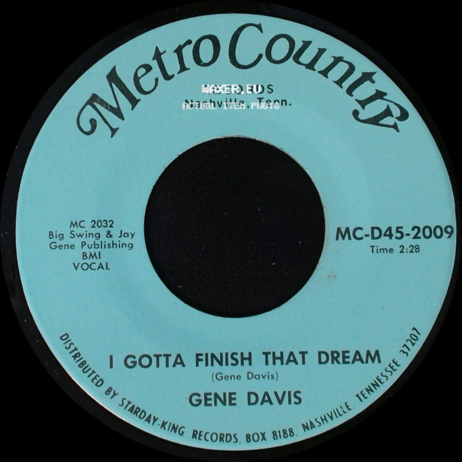 Gene Davis - I Need Help / I Gotta Finish That Dream side B
