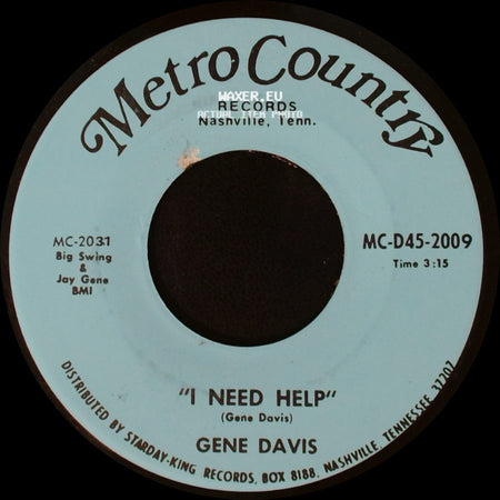 Gene Davis - I Gotta Finish That Dream / I Need Help side B