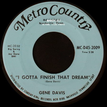 Gene Davis - I Need Help / I Gotta Finish That Dream side B