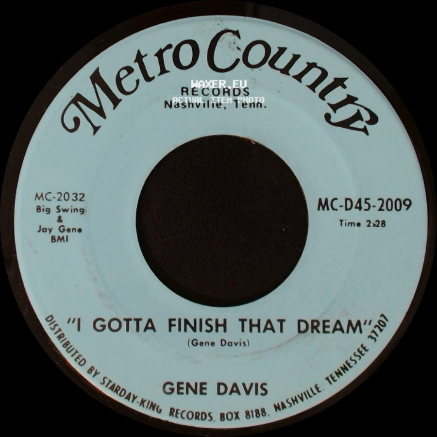 Gene Davis - "I Need Help" / I Gotta Finish That Dream side B