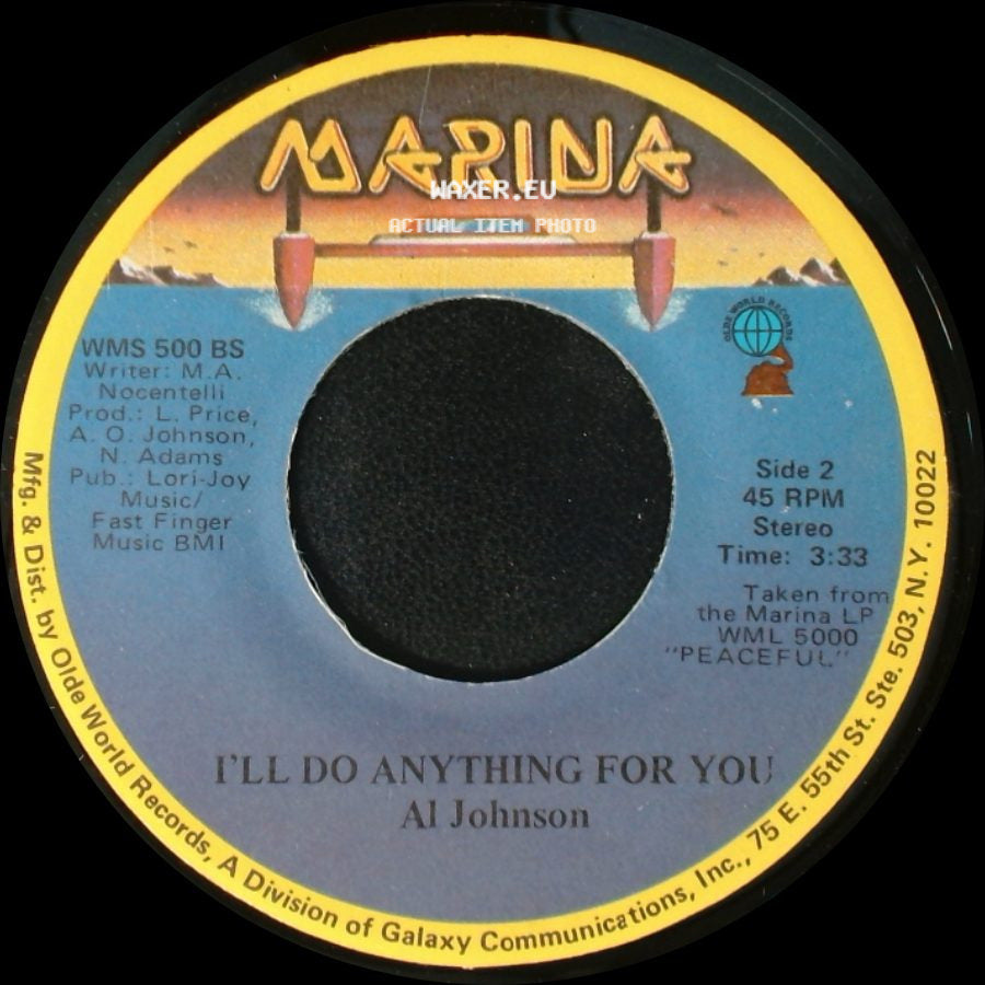Al Johnson - It's Not Too Late / I'll Do Anything For You side B