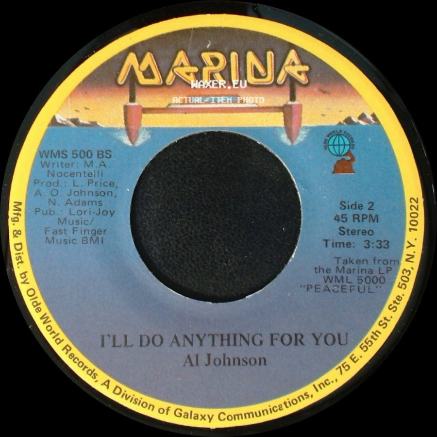 Al Johnson - It's Not Too Late / I'll Do Anything For You side B